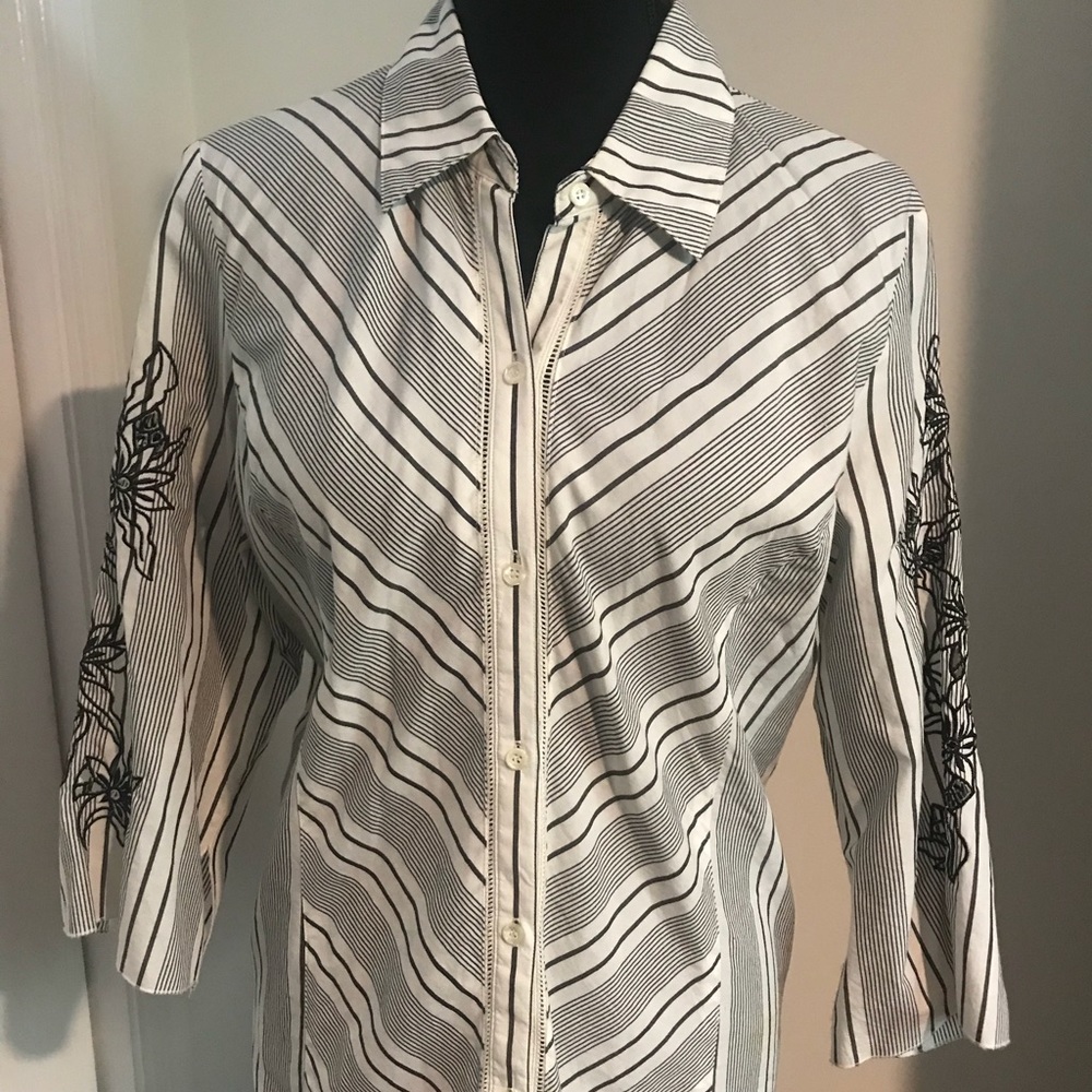 Norton McNaughton blouse with open embroidery